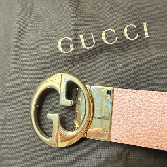 Gucci Black and Pink Belt with Gold GG Buckle main image 5